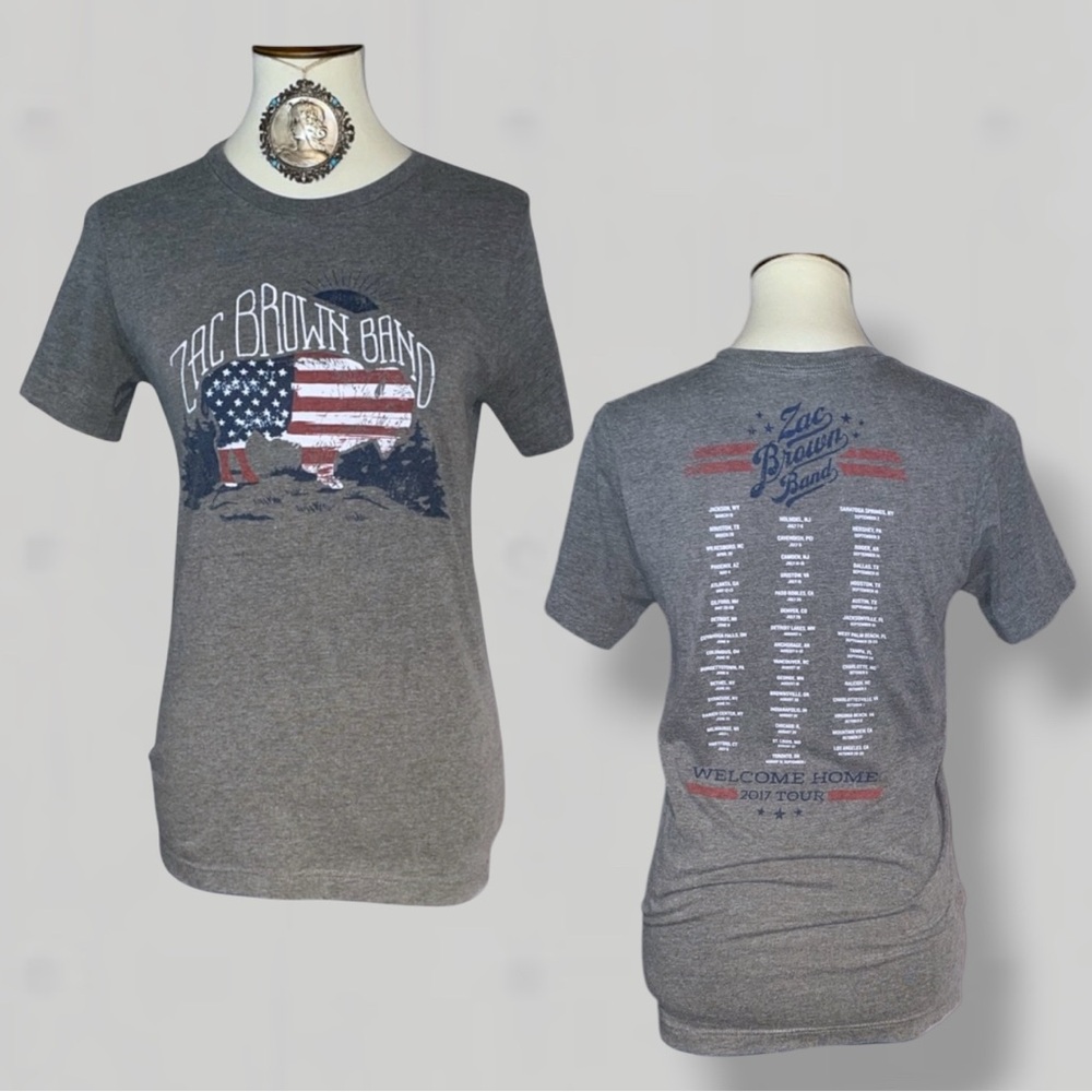 Zac Brown Band 2017 Welcome Home Tour Heather Grey T-shirt Small VGUC